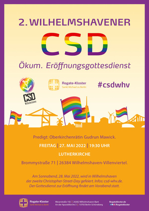 Plakat zum Gottesdienst beim 2. CSD in Wilhelmshaven
