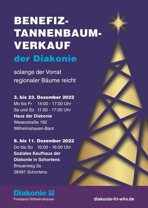 Plakat zum Weihnachtsbaumverkauf der Diakonie