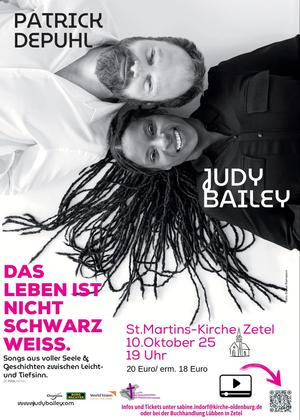 Judy Bailey ist Singer Songwriterin und studierte Psychologin, Patrick Depuhl Geschichtenerzähler und Kommunikationswissenschaftler mit bewegender Stimme.