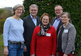 Akteure der Kreissynode: Wiebke Weidner, Rüdiger Schaarschmidt, Ingrid Klebingat, Christian Scheuer und Andrea Feyen(von links).